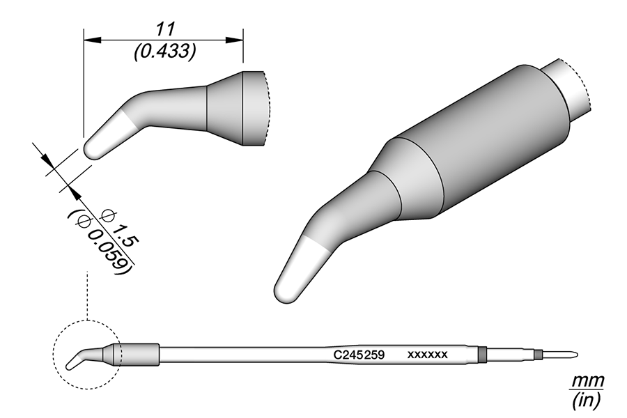 C245259 - Conical Bent Cartridge Ø 1.5